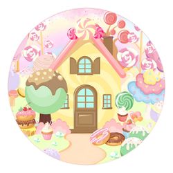 Painel Redondo 50x50 - Doces Confeitaria - PAINEL E CORES
