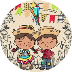 Painel Redondo 50x50 - Festa Junina - PAINEL E CORES