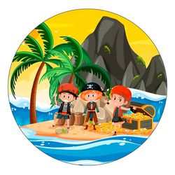 Painel Redondo 50x50 - Piratas - PAINEL E CORES