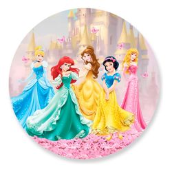 Painel Redondo 50x50 - Princesas - PAINEL E CORES