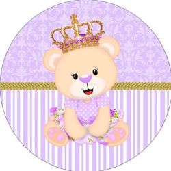 Painel Redondo 50x50 - Ursinho Realeza - PAINEL E CORES