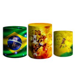 Trio De Cilindros Para Festas Copa Do Mundo - Painel de Festa Loja Oficial