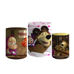 Trio De Cilindros Para Festas Masha e o Urso - Painel de Festa Loja Oficial