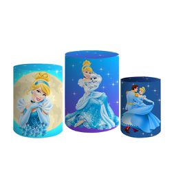Trio De Cilindros Para Festas Cinderela - Painel de Festa Loja Oficial