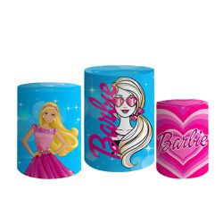 Trio De Cilindros Para Festas Barbie - Painel de Festa Loja Oficial