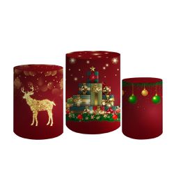 Trio De Cilindros Para Festa Feliz Natal 6 - Painel de Festa Loja Oficial
