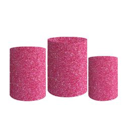 Trio De Cilindros Para Festa Glitter Rosa Brilho 3 - Painel de Festa Loja Oficial