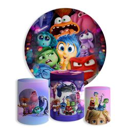 Kit Painel De Festa + Trio de Cilindros Em Tecido Divertidamente Emoções - Painel de Festa Loja Oficial