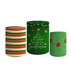 Trio De Cilindros Para Festa Feliz Natal Natalino - Painel de Festa Loja Oficial