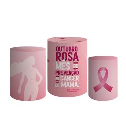 Trio De Cilindros Para Festa Outubro Rosa - Painel de Festa Loja Oficial
