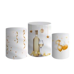 Trio De Cilindros Para Festa Feliz 2025 - Painel de Festa Loja Oficial