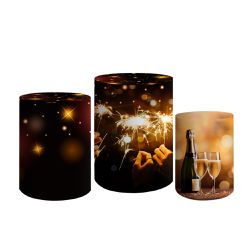 Trio De Cilindros Para Festa Feliz Ano Novo Réveillon - Painel de Festa Loja Oficial