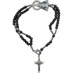 Terço Pulso Hematita Nossa Senhora Aparecida Strass - TD.38 - Paludo Artigos Católicos
