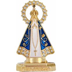 Imagem Aparecida Dourada De Metal Com Coroa Com Strass - IM.16 - Paludo Artigos Católicos
