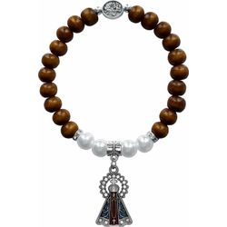 Pulseira Madeira Com Pérola Ns Aparecida - PU.11 - Paludo Artigos Católicos