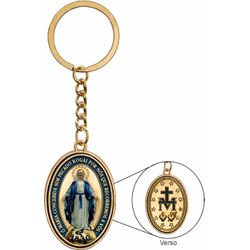 Chaveiro Nossa Senhora Das Graças Oval Colorido - CH.31 - Paludo Artigos Católicos