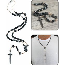 Terço Pescoço Hematita São Miguel - TD.119 - Paludo Artigos Católicos