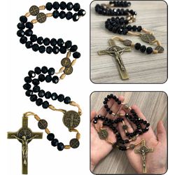 Terço São Bento Cristal 10mm - TD.120 - Paludo Artigos Católicos