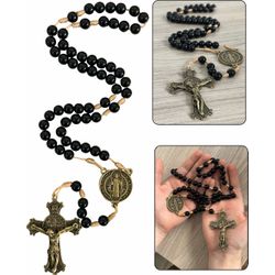 Terço São Bento Preto 10cm Cruz Grande - TD.121 - Paludo Artigos Católicos