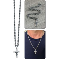 CORRENTE AÇO INOX COM CRUCIFIXO 3X2CM - CT.18 - Paludo Artigos Católicos