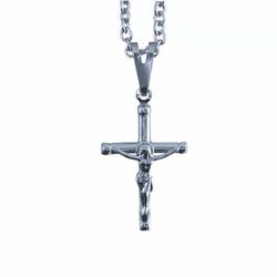 CORRENTE COM CRUCIFIXO AÇO INOX PALITO C CRISTO CR10 - CT.28 - PALUDO ARTIGOS CATÓLICOS 