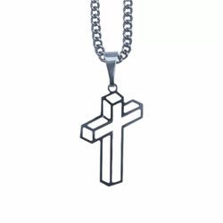 Corrente c Crucifixo Aço Inox Tridimensional Cr14 - CT.26 - PALUDO ARTIGOS CATÓLICOS 
