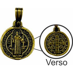 Medalha São Bento Ouro Velho Pequena 14 mm - ME.26 - Paludo Artigos Católicos