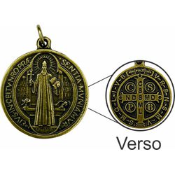 Medalha São Bento Ouro Velho Grande 28 mm - ME.41 - PALUDO ARTIGOS CATÓLICOS 