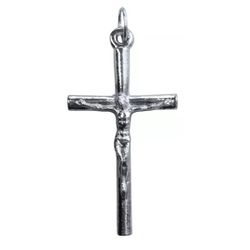 Crucifixo Tronco Niquelado 4x2,2 cm E009 - CR.39 - PALUDO ARTIGOS CATÓLICOS 