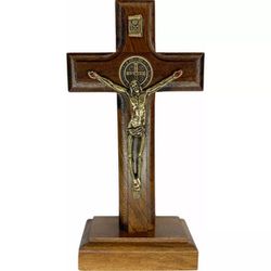 CRUCIFIXO MADEIRA 12 CM MESA E PAREDE - CR.15 - PALUDO ARTIGOS CATÓLICOS 