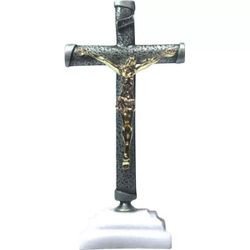 Crucifixo Metal 12 cm Com Base Resina - CR.28 - PALUDO ARTIGOS CATÓLICOS 