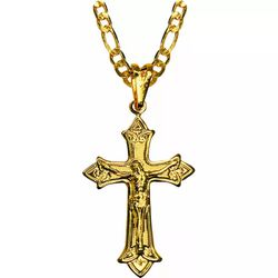 Corrente Com Crucifixo 3,3x2,2cm f Ouro - FO.173 - PALUDO ARTIGOS CATÓLICOS 