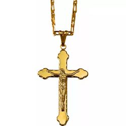 Corrente Com Crucifixo 4.3x2,5cm f Ouro - FO.174 - PALUDO ARTIGOS CATÓLICOS 