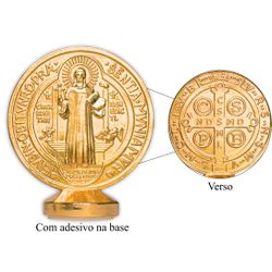 Medalhão de Mesa Dourado - São Bento - DI.325 - PALUDO ARTIGOS CATÓLICOS 