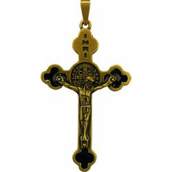 CRUCIFIXO SÃO BENTO OURO VELHO 5,5X3,3CM - CR.07 - PALUDO ARTIGOS CATÓLICOS 