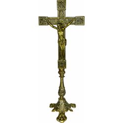 Crucifixo Metal de Altar Com Base 50cm - CR.87 - PALUDO ARTIGOS CATÓLICOS 