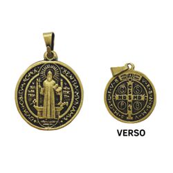 Pingente Medalha SÃo Bento Ouro Velho Pequena 22 Mm - ME.27 - Paludo Artigos Católicos
