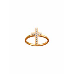 Anel Aço Inox Com Cruz Strass Dourado - AN.07 - Paludo Artigos Católicos