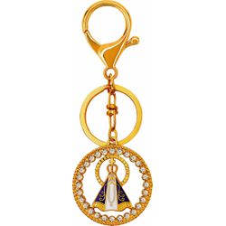 Chaveiro Nossa Senhora Aparecida Redondo Strass - CH.01 - Paludo Artigos Católicos