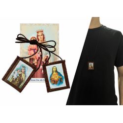 Escapulário Nossa Senhora Do Carmo De Tecido Original Grande 3 x 3,8 Cm - ES.50 - Paludo Artigos Católicos