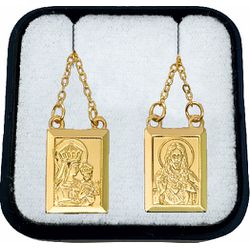 Escapulário Nossa Senhora Do Carmo Folheado a Ouro - FO.33 - Paludo Artigos Católicos