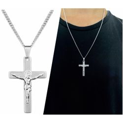 Corrente Com Crucifixo Aço Inox Premium 4,0cm x 2,5cm - CT.39 - Paludo Artigos Católicos