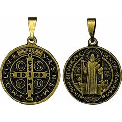 Medalha São Bento Ouro Velho Media 18 Mm - ME.25 - Paludo Artigos Católicos