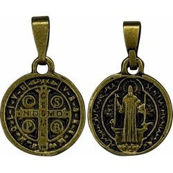 Pingente Medalha São Bento Ouro Velho Pequena 14 Mm - ME.26 - Paludo Artigos Católicos