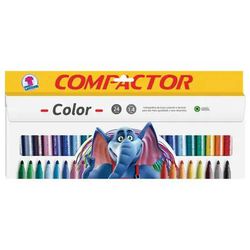 Caneta Hidr 24 Cores Grossa Compactor Color - 7243 - Papelaria Mendonça