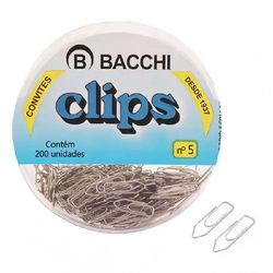 Clips Bacchi N5 c/ 200uni Prata - 51918 - Papelaria Mendonça