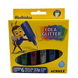 Cola Gliter 23grs 6 Cores Acrilex - 61903 - Papelaria Mendonça