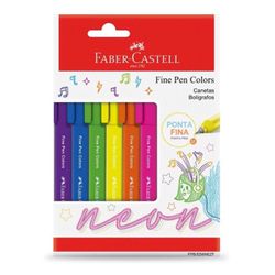 Caneta Fine Pen 0.4 6 cores Neon Faber Castell - 1... - Papelaria Mendonça