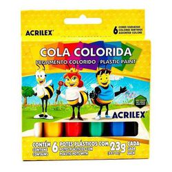 Cola Colorida 6 Acrilex - 5966 - Papelaria Mendonça