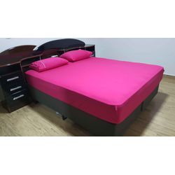 Lençol Malha Casal Padrão Liso Pink elastico com 2... - Pargany